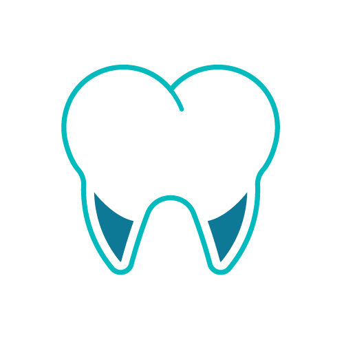 Tooth icon with blue highlights, representing dental health, oral care, and dentistry services.