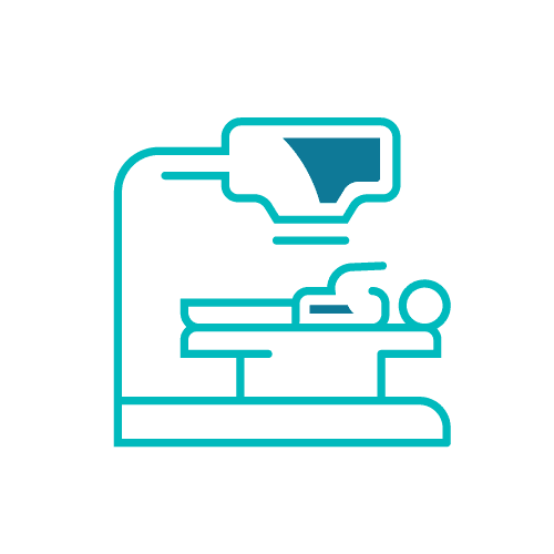 Radiology equipment icon, medical imaging machine illustration, healthcare diagnostic technology graphic.