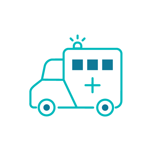 Illustration of an ambulance with a medical cross and siren, symbolizing emergency healthcare and urgent medical response.