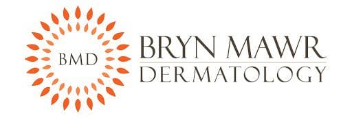Bryn Mawr Dermatology logo with BMD initials and orange leaf design, representing skincare and dermatology services.