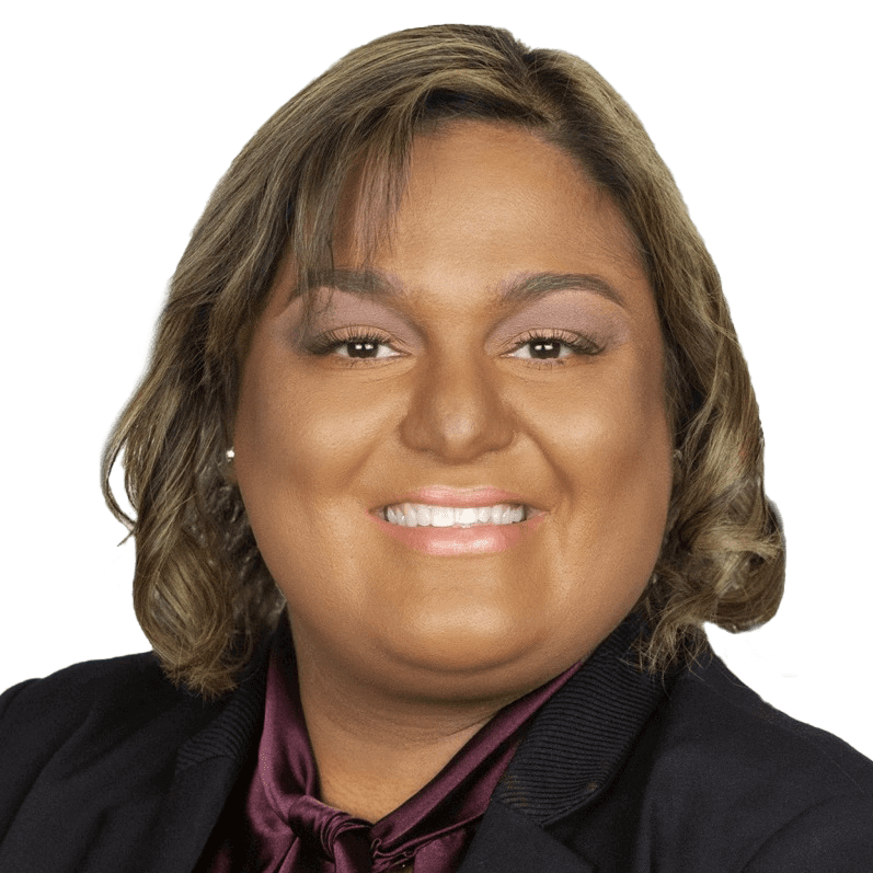 Smiling woman with short hair in a professional attire, isolated background, headshot for business or LinkedIn profile.
