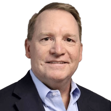 Professional man in suit smiling, isolated on white background, business portrait photography.