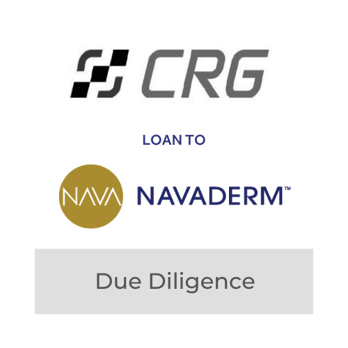 CRG loan to Navaderm due diligence process; corporate finance, investment analysis, business strategy.