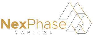 NexPhase Capital logo with geometric design in gold and gray, representing financial services and investment branding.
