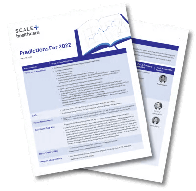 Predictions for 2022 document featuring healthcare trends, analysis, and expert insights.