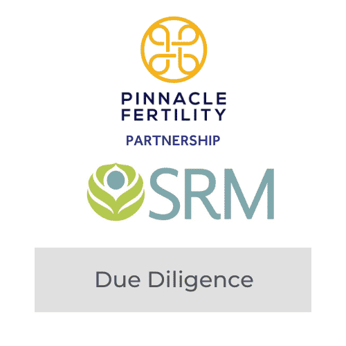 Pinnacle Fertility and SRM partnership logo with due diligence text, business collaboration concept.