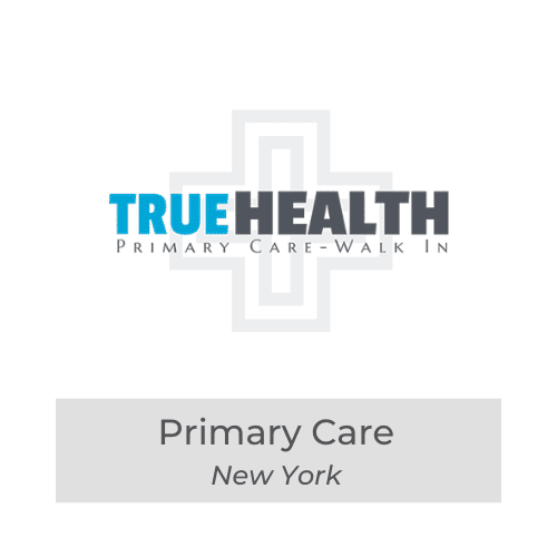 True Health Primary Care logo, New York, walk-in clinic, healthcare services, medical center branding.