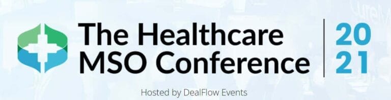 Healthcare MSO Conference 2021 logo with cross symbol, hosted by DealFlow Events.
