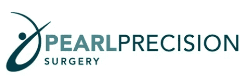 Pearl Precision Surgery logo with abstract design, showcasing modern medical branding and surgical expertise.