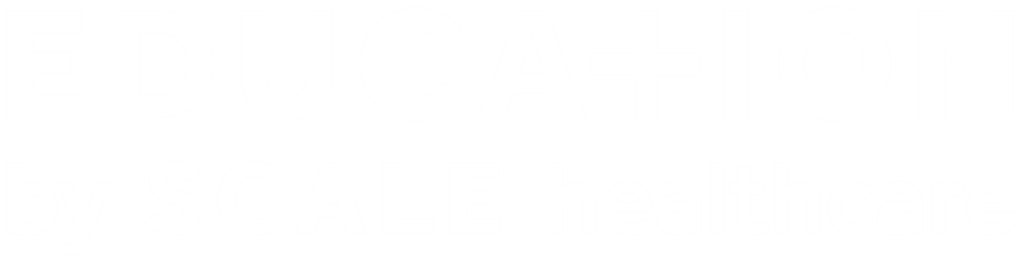 SCALE Education by SCALE Healthcare logo in white text on a transparent background.
