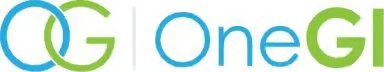 OneGI logo with blue and green letters, featuring overlapping "O" and "G" design, representing gastrointestinal health services.