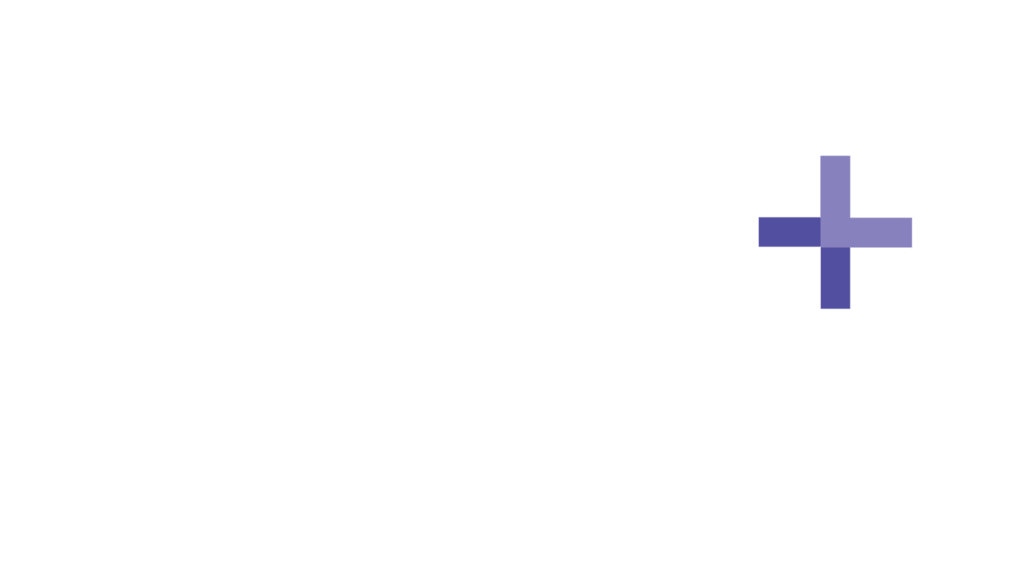 SCALE Healthcare Marketing logo with blue plus symbol on black background.