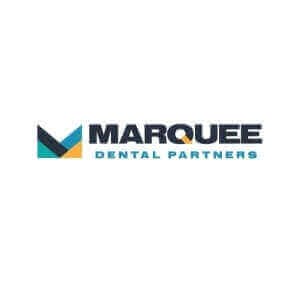 Marquee Dental Partners logo with stylized "M" in blue, orange, and teal, representing professional dental services.