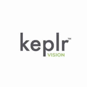 Keplr Vision logo in gray and green, modern design, eye care branding.