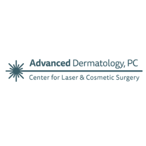 Advanced Dermatology PC logo, Center for Laser & Cosmetic Surgery, blue text with a laser icon, APDerm branding.