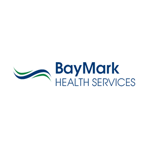 BayMark Health Services logo with blue and green waves, representing healthcare and wellness solutions.