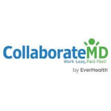 CollaborateMD logo with tagline "Work Less, Paid Fast!" by EverHealth, medical billing and practice management software.