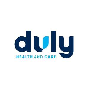 Duly Health and Care logo in blue gradient text, representing modern healthcare services and wellness solutions.