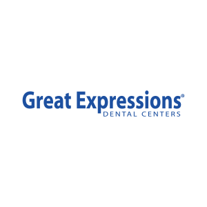 Great Expressions Dental Centers logo in blue text, representing dental care services and oral health expertise.