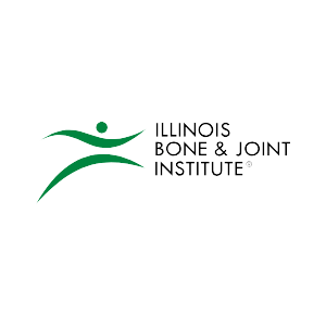 Illinois Bone & Joint Institute logo, green abstract human figure, orthopedic healthcare branding.