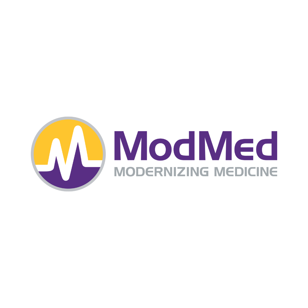 ModMed logo with purple and yellow design, featuring the text "Modernizing Medicine" for healthcare technology branding.