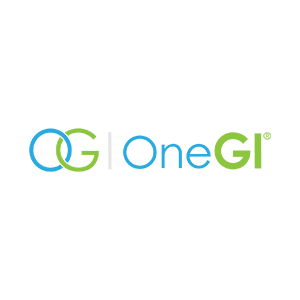 OGI OneGI logo with interlocking letters in blue and green, representing healthcare and gastroenterology services.