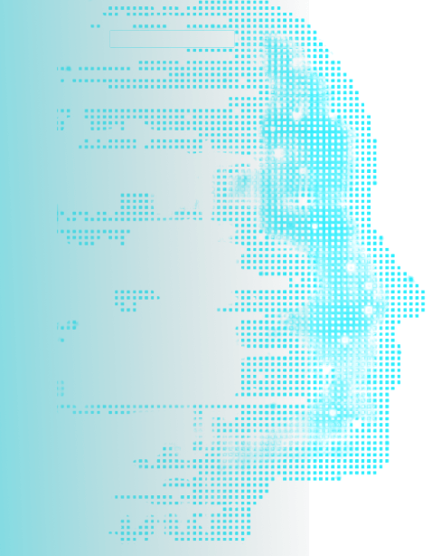 Abstract blue digital art with pixelated pattern and gradient background. Modern tech design, futuristic visual concept.