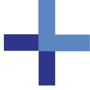 Cross symbol with intersecting blue bars, minimalist design, geometric art, abstract illustration.