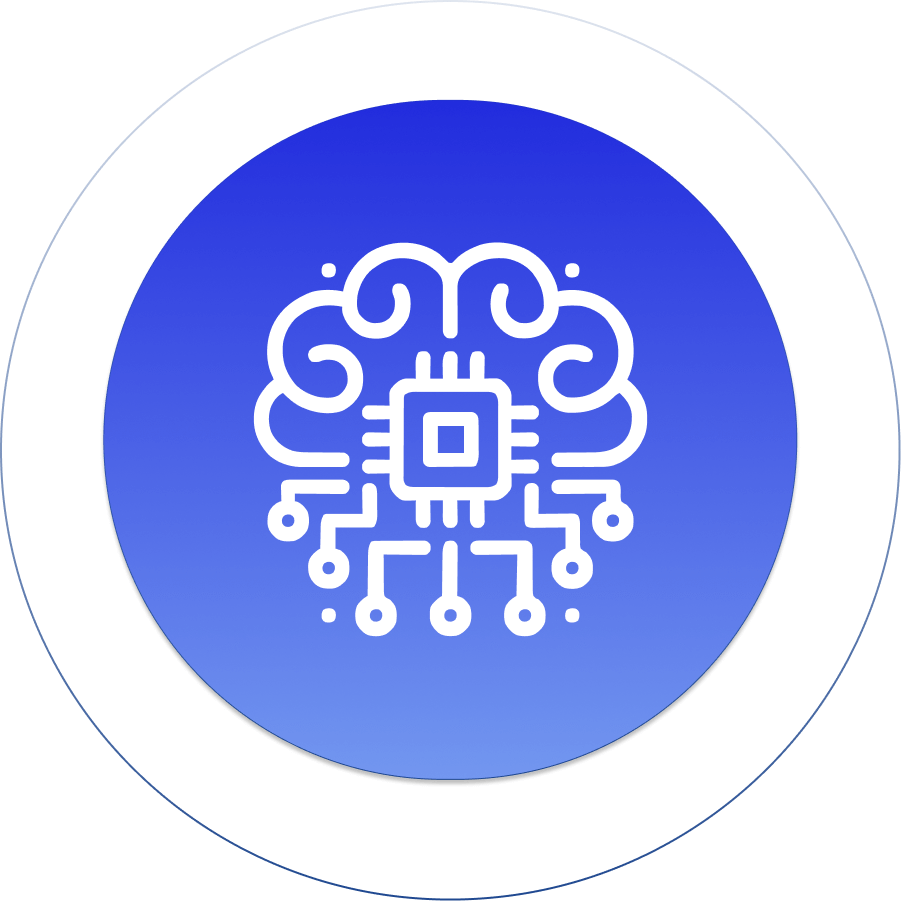 AI chip design on blue gradient background, digital technology concept.
